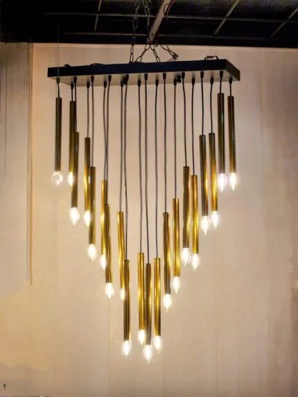 Holm 10 - Suspended Brass Cylinder Chandelier